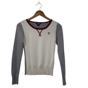 Ariat Women’s XS Ultimo Cream Gray Color Block Merino Wool Sweater
